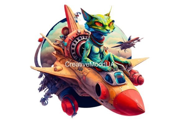 Alien Cat on a Fighter Plane Sublimation