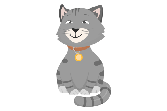 Cartoon Cat Character. Sitting Kitty. Ha