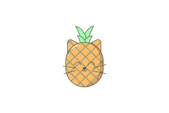 Cat Sticker Icon Fruit Plant Pineapple