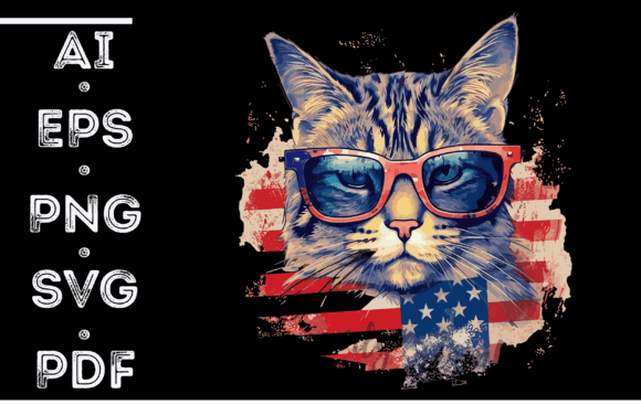 Cat Sunglasses American Flag