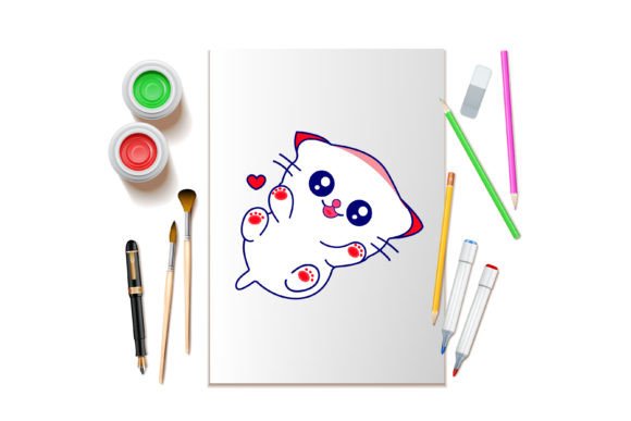 Cute Baby Cat Love Illustration