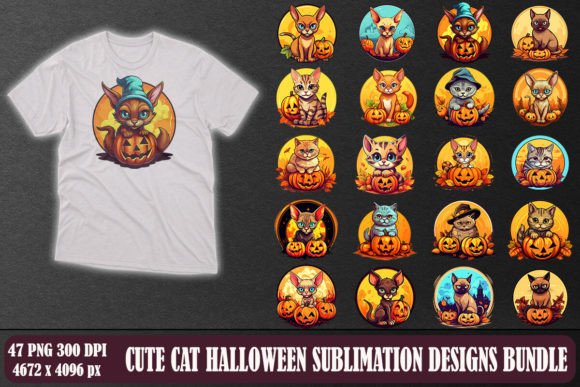 Cute Cat Halloween Sublimation Bundle