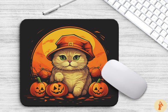 Cute Scottish Fold Cat with Halloween
