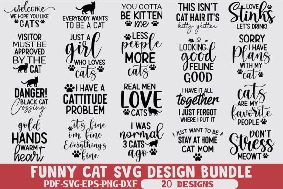 Funny Cat SVG Design Bundle
