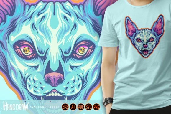 Grinning Sphynx Cat Head Cartoon