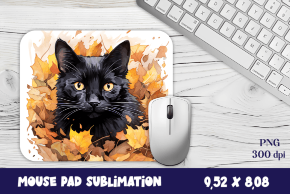 Mouse Pad Happy Cute Black Kitten