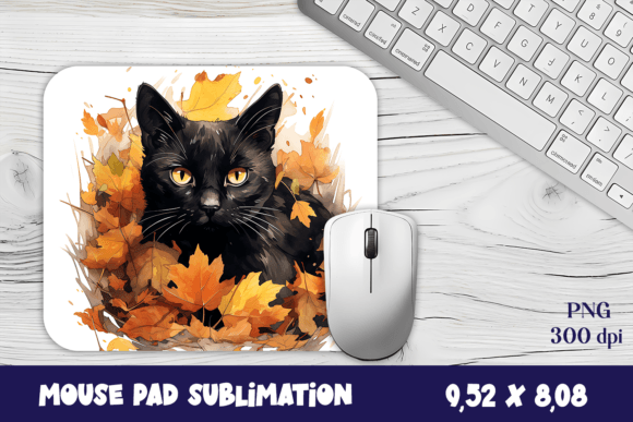 Mouse Pad Happy Cute Cartoon Black Cat
