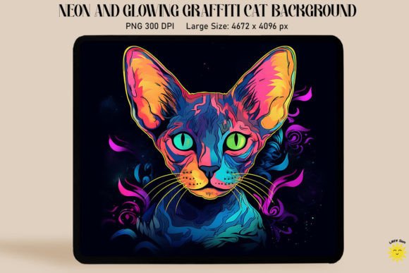 Neon Graffiti of Devon Rex Cat
