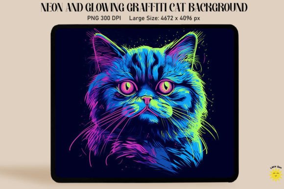 Neon Graffiti of Exotic Shorthair Cat