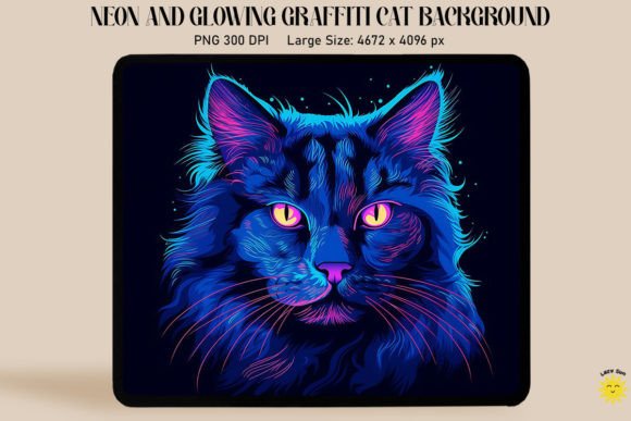 Neon Graffiti of Nebelung Cat