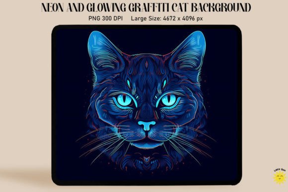 Neon Graffiti of Russian Blue Cat