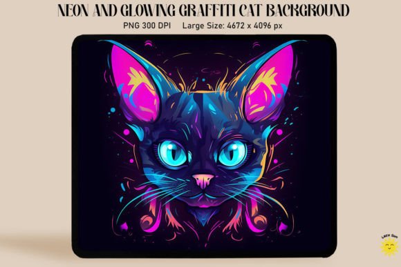 Neon Graffiti of Siamese Cat