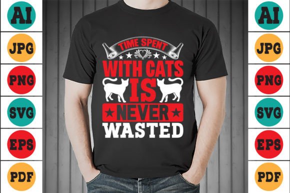 Time Spent with Cats Cat T-Shirt Desin